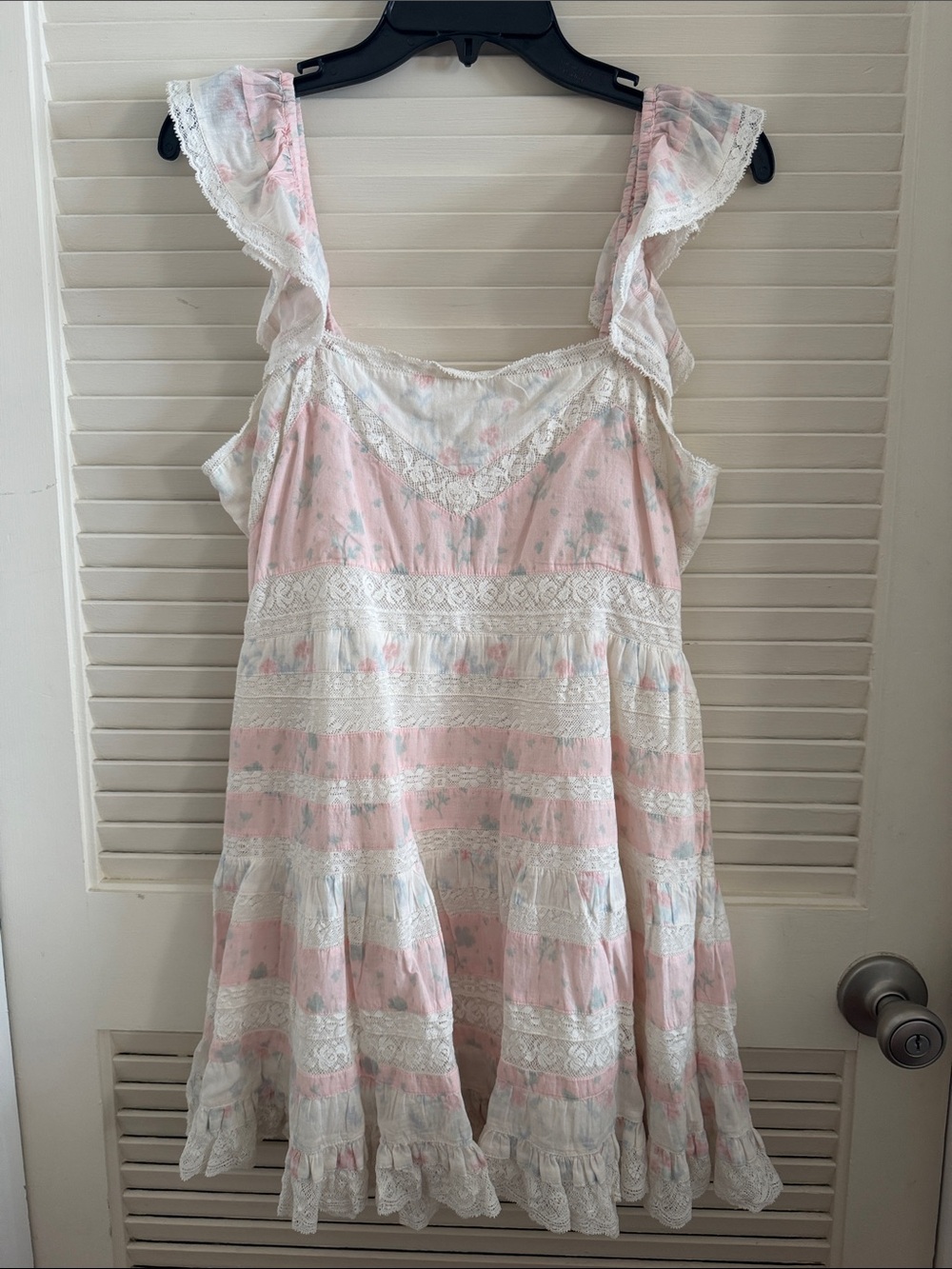 LoveShackFancy Pink & White Ruffled Lace Sundress
